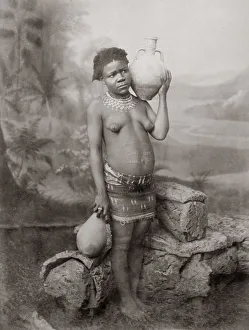 Pots Prints: Abyssinian woman with water pots, Egypt, c. 1890