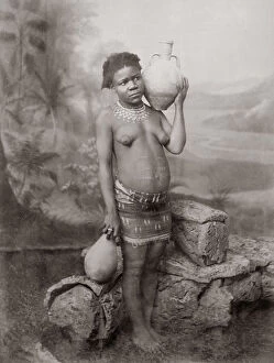Abyssinian Gallery: Abyssinian woman with water pots, Egypt, c.1890