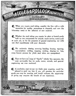 Pollock Prints: Accles & Pollock Steel Tubing For Aircraft Construction