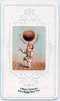 Accounts Collection: Acrobat balancing pudding on nose on a Christmas card