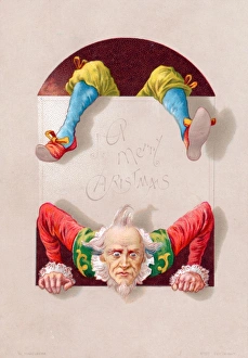 Acrobatics Gallery: Acrobatic clown on a Christmas card