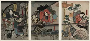 An actor in the role of Hachiman Taro Yoshiie : An actor in