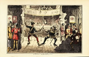 Actors playing Henry Tudor fighting King Richard III
