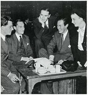 Actors revising script before show opening, September 1939
