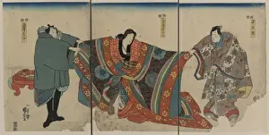 Taira Prints: Actors in the roles of Taira no Munemori, Mikazuki Osen