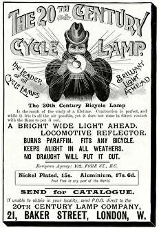 Images Dated 24th August 2018: Advert for The 20th Century Cycle Lamp 1897