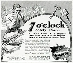 Mans Prints: Advert for 7 o clock safety razor 1915