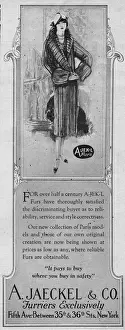 Advert for A. Jaecjel & Co furriers, New York Date: 1925