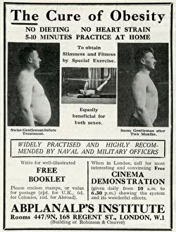 Advert for Abplanalps Institute, cure of obesity 1929