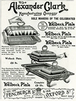Welbeck Gallery: Advert for Alexander Clark breakfast dishes 1904