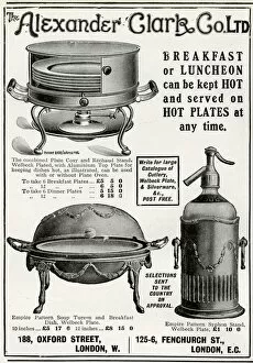 Welbeck Gallery: Advert for Alexander Clark, hot plate & soup tureen 1912