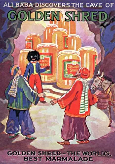 Discovers Prints: Advert, Ali Baba discovers the Cave of Golden Shred