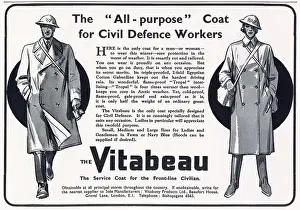 Advertisement for all purpose Civil Defence workers coat for the winter months. Date: 1941