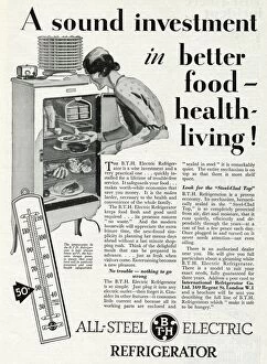 Images Dated 23rd April 2012: Advert for All - steel B.T.H electric refrigerator 1931