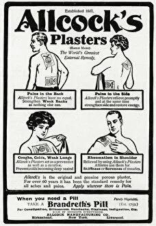 Images Dated 17th October 2017: Advert for Allcocks Porous Plasters for aches and pains WWI