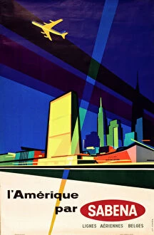 Airlines Collection: Advertisement for America via Sabena airlines