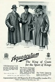 Overcoat Gallery: Advert for Aquascutum mens coats 1930