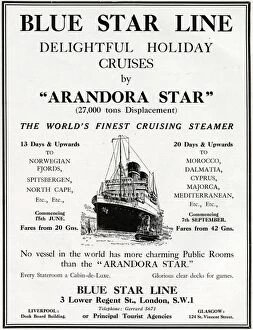 Images Dated 6th January 2017: Advertisement for the Arandora Star cruise ship