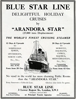 Images Dated 6th January 2017: Advertisement for the Arandora Star cruise ship