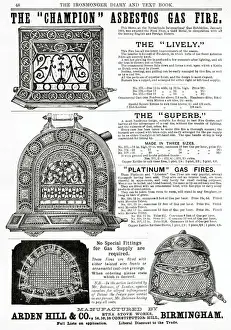 Grating Prints: Advert for Arden Hills & Co gas fires 1884