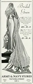 Diamante Prints: Advert for Army & Navy bridal gown 1934