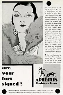 Advert for Artemis fashion furs 1930