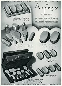 Brush Gallery: Advert for Asprey ivory toilet requisites 1938