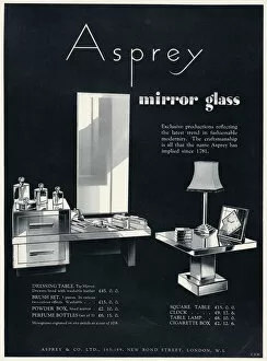 Dresser Gallery: Advert for Asprey mirror glass bedroom furniture 1934