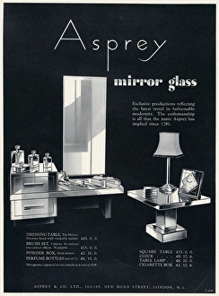Dresser Gallery: Advert for Asprey mirror glass bedroom furniture 1934