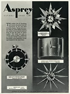 Fittings Gallery: Advert for Asprey sunburst clocks 1934