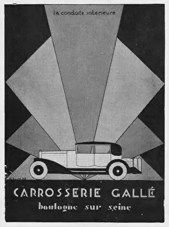 Advert for Automobile by Carrosserie Galle, 1927, Paris