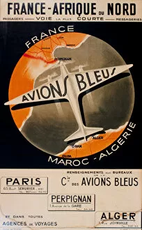 Algiers Gallery: Advertisement, Avions Bleus, France to North Africa