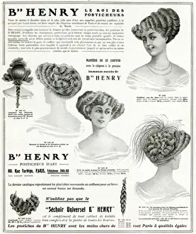 Extensions Prints: Advert for B Henry hairpieces 1908