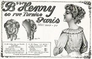 Wigs Prints: Advert for B Henry hairpieces 1910