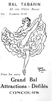 Tabarin Prints: Advert for Bal Tabarin, 34 Rue Victor Masse Date: 1920s