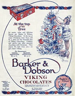 Chocolates Prints: Advert for Barker & Dobson Viking chocolates 1923