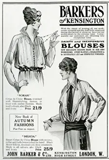 Blouses Prints: Advert for Barkers blouses 1914
