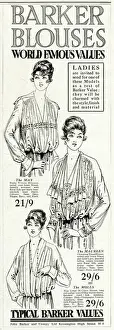 Sheer Prints: Advert for Barkers of Kensington blouses 1918