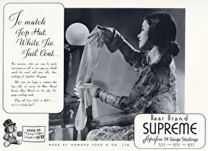 Advertisement for Bear Brand superfine Stockings. Date: 1936