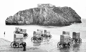 Catherines Prints: Advertising Beecham's Pills - bathing machines, Tenby, Wales