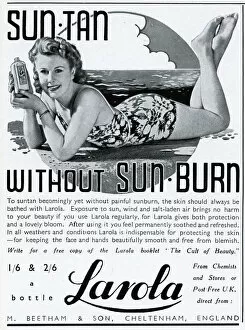 Exposure Collection: Advert for Beetham Larola suntan lotion 1940