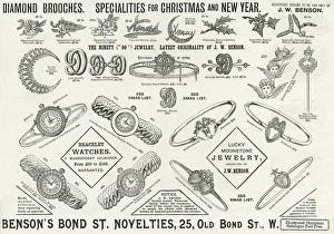 Advert for Bensons Christmas jewellery 1889 Advert for Bensons Christmas jewellery 1889