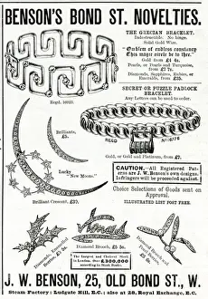 Bracelet Prints: Advert for Bensons jewellery 1893