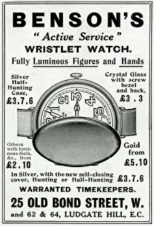 Advert for Bensons luminous wrist watch 1915
