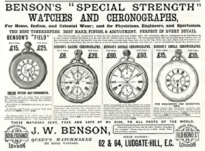 Pocket Prints: Advert for Bensons pocket watches with roman numerals 1888
