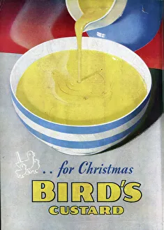 Foods Prints: Advert for Bird's Custard, showing a serving suggestion. Date: 1943