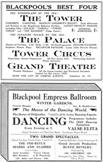 Advert for Blackpools attractions, 1920
