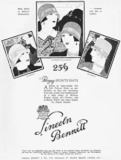Millinery Prints: Advert for Bogey Sports Hats from Lincoln Bennett, London