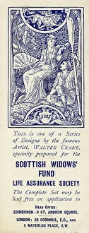 Month Collection: Advertising bookmark, July, designed by Walter Crane