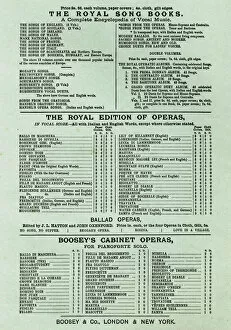 Advert, Boosey & Co, Song Books and Operas